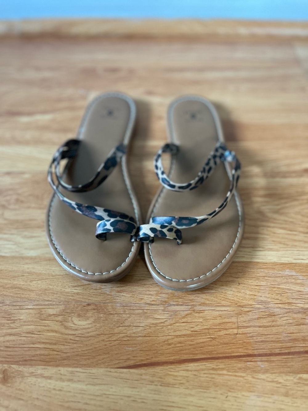 Woven Leopard Print Strap Sandal - Women's Tan Footbed - Picture 2 of 3